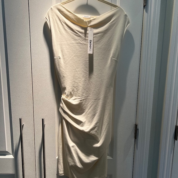 DKNYC Off-White Ruched Dress - Picture 1 of 8